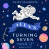 editable space birthday party invitation printable deep blue astronaut theme