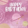 Editable space birthday invitation template with pink galaxy design