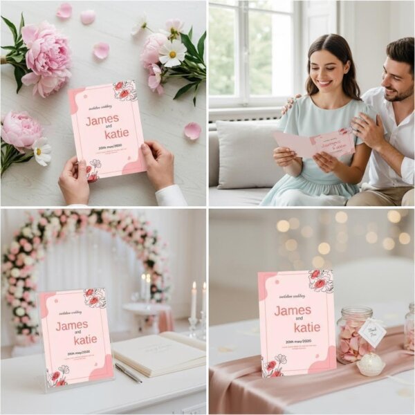 Elegant Floral Editable Wedding Invitation Template