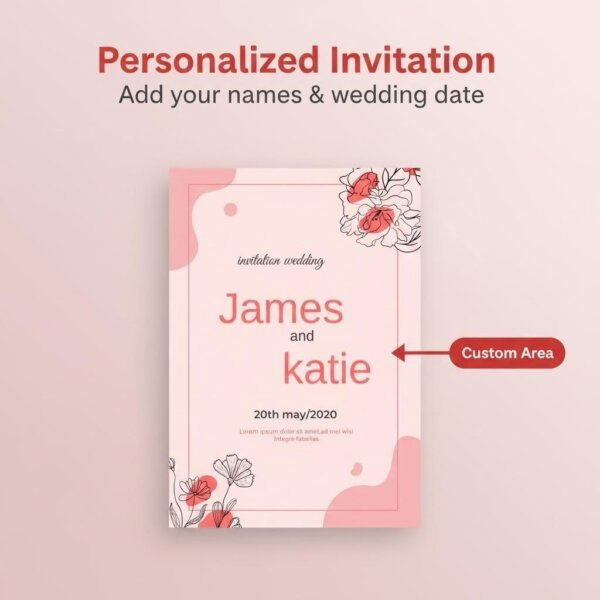 Elegant Floral Editable Wedding Invitation Template