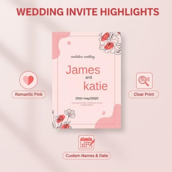 Elegant Floral Editable Wedding Invitation Template