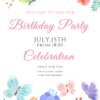 Floral Butterfly Birthday Invitation Template