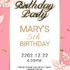 Pink Floral Birthday Invitation Template