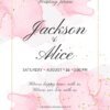 pink watercolor wedding invitation template