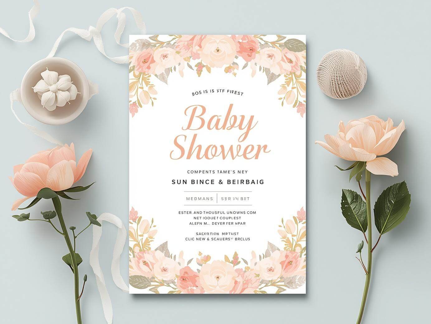 baby shower invitation templates floral design