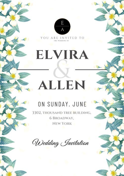 botanical wedding invitation template