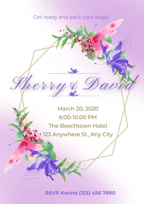 butterfly wedding invitation template