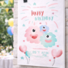 Cute monster birthday invitation template