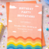 Rainbow cloud birthday invitation template