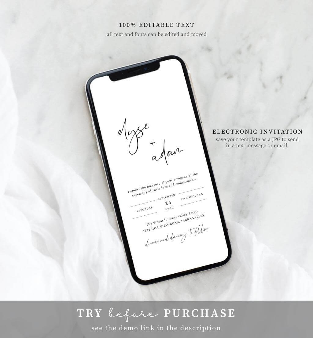 digital wedding invitation template editable modern design