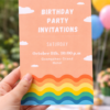 Rainbow cloud birthday invitation template