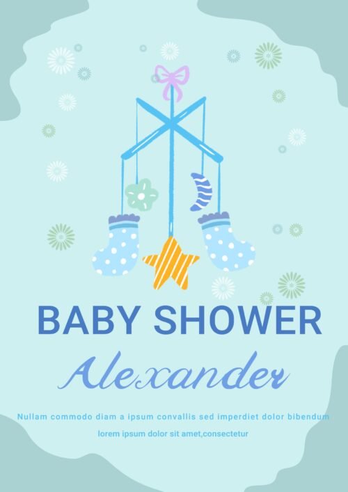 editable baby shower invitation blue boy theme printable template