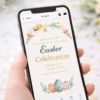 editable easter invitation template displayed on mobile phone