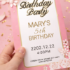 elegant kids birthday invitation with floral design close up