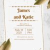gold leaf wedding invitation template