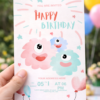 Cute monster birthday invitation template