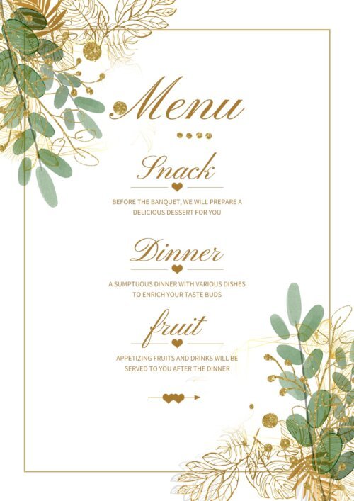 party dinner menu template