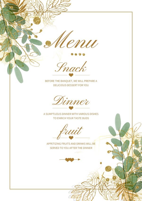 party dinner menu template