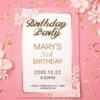 pink floral birthday invitation template on pink background
