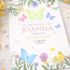 printed kids butterfly birthday invitation with pastel floral decorations