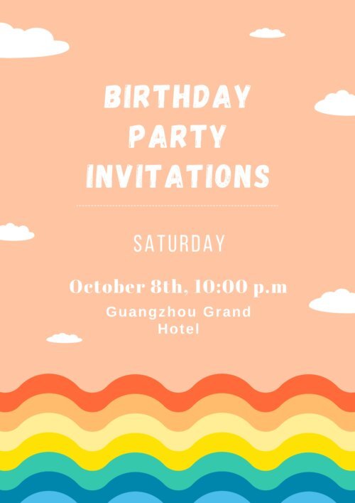 rainbow birthday invitation template