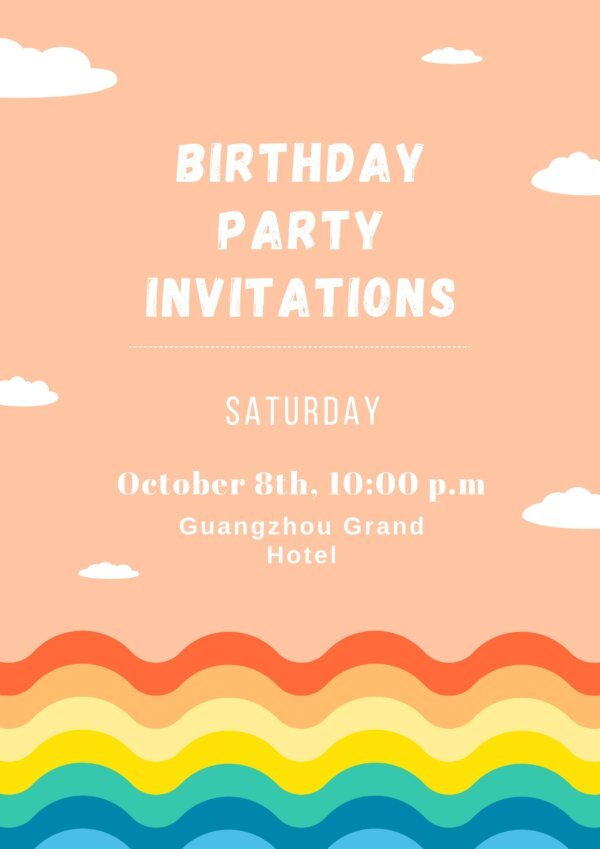 rainbow birthday invitation template