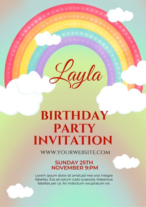 rainbow birthday invitation template