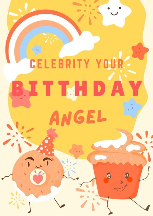 Rainbow Cartoon Birthday Invitation Template Editable in Canva