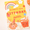 rainbow cartoon birthday invitation template with cute characters