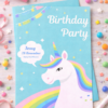 rainbow unicorn birthday invitation