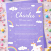 rainbow unicorn invitation Canva template