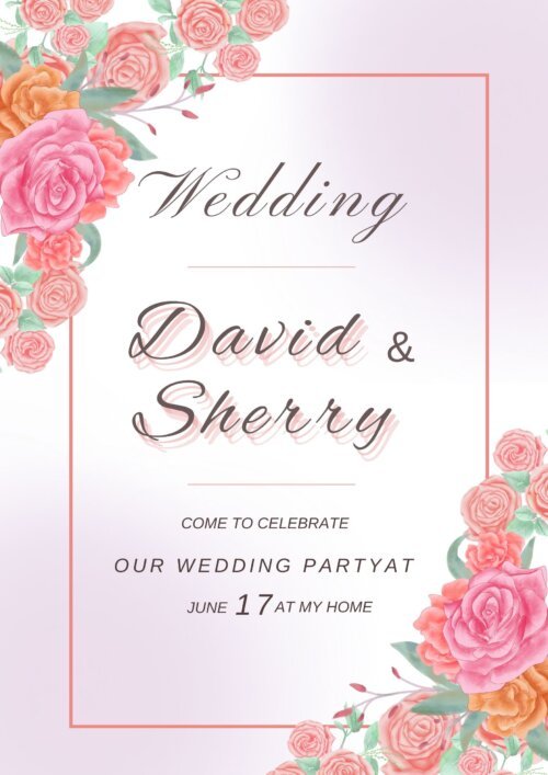 Romantic Rose Wedding Invitation Template