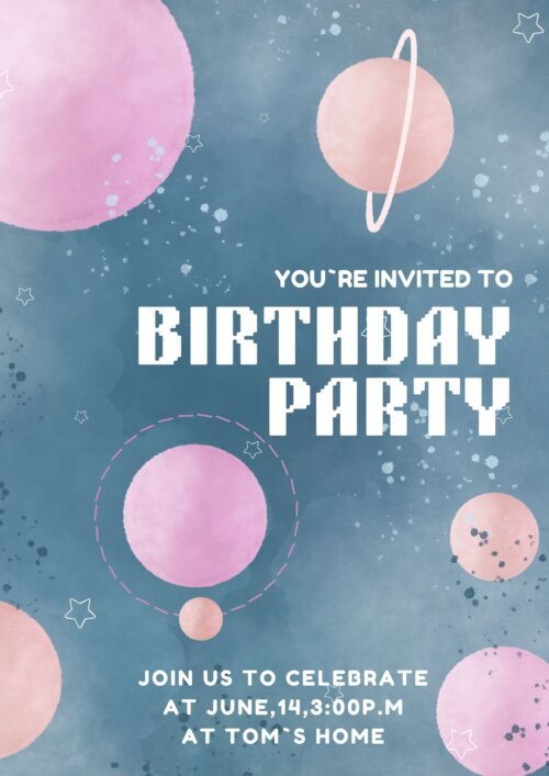 space birthday invitation template