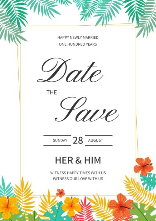 tropical wedding invitation template