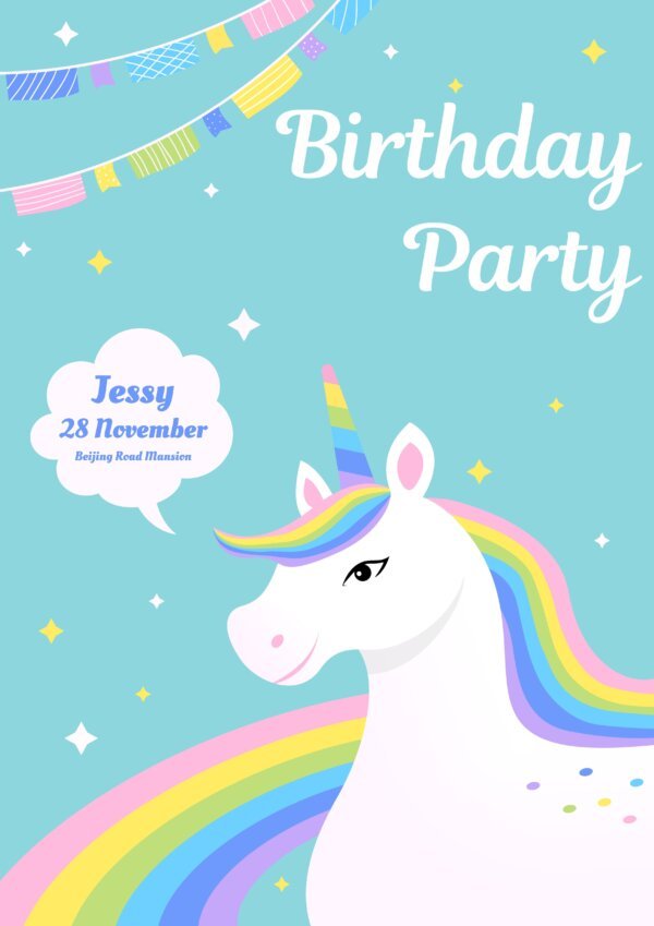unicorn birthday invitation template